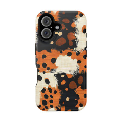 MagSafe iPhone Case: Cheetah Plaid – Brown & Black Pattern