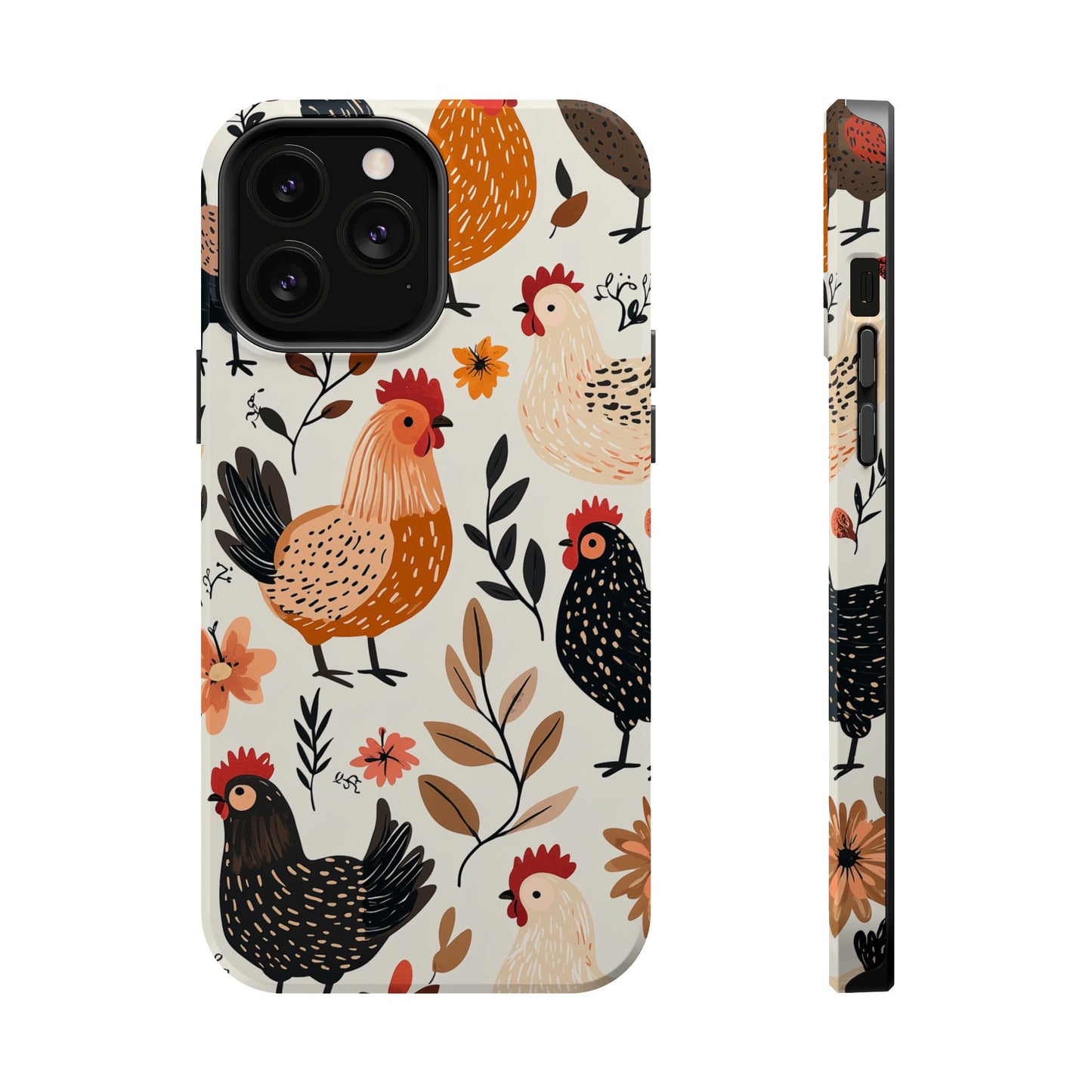 MagSafe iPhone Case: Cluckin' Vintage – Chickens & Leaves