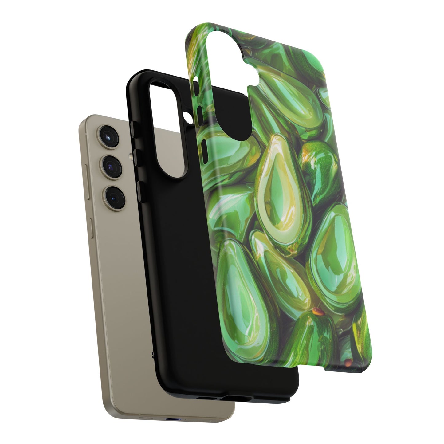 Glossy Avocado Samsung Galaxy  Case – Sleek Green 3D Fruit Design, Durable and Stylish