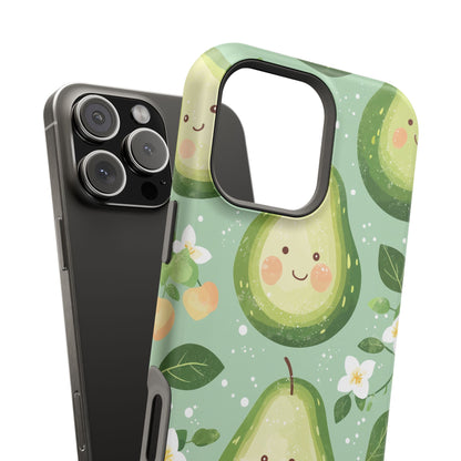 Smiling Avocados Tough MagSafe iPhone Case – Cute Avocado Design, Dual-Layer Protection