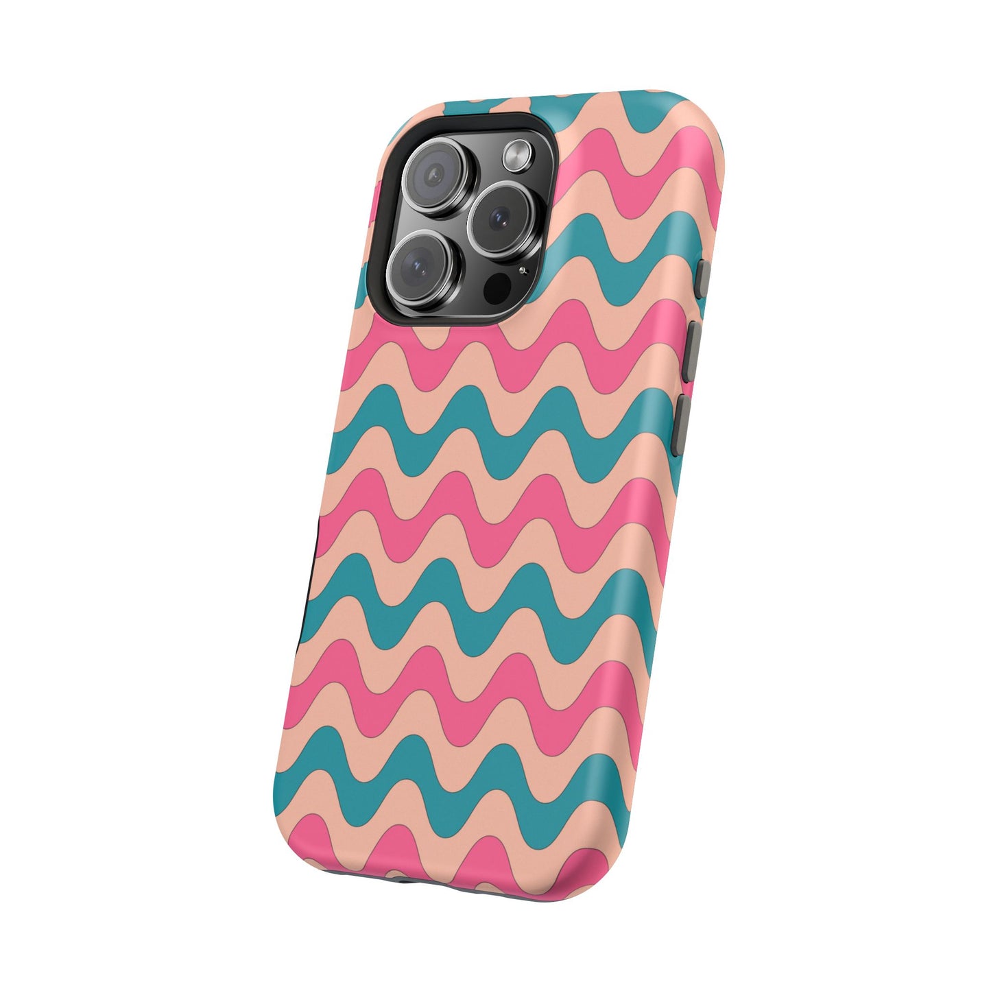 Retro Waves Pattern MagSafe iPhone Case – Shockproof Design with Dual-Layer Protection