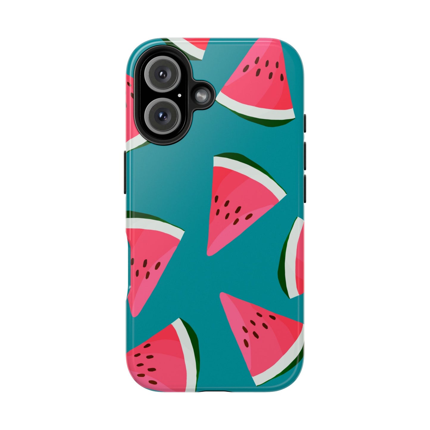 Watermelon Bliss iPhone Case – Vibrant Summer Fruit Design on Teal Background