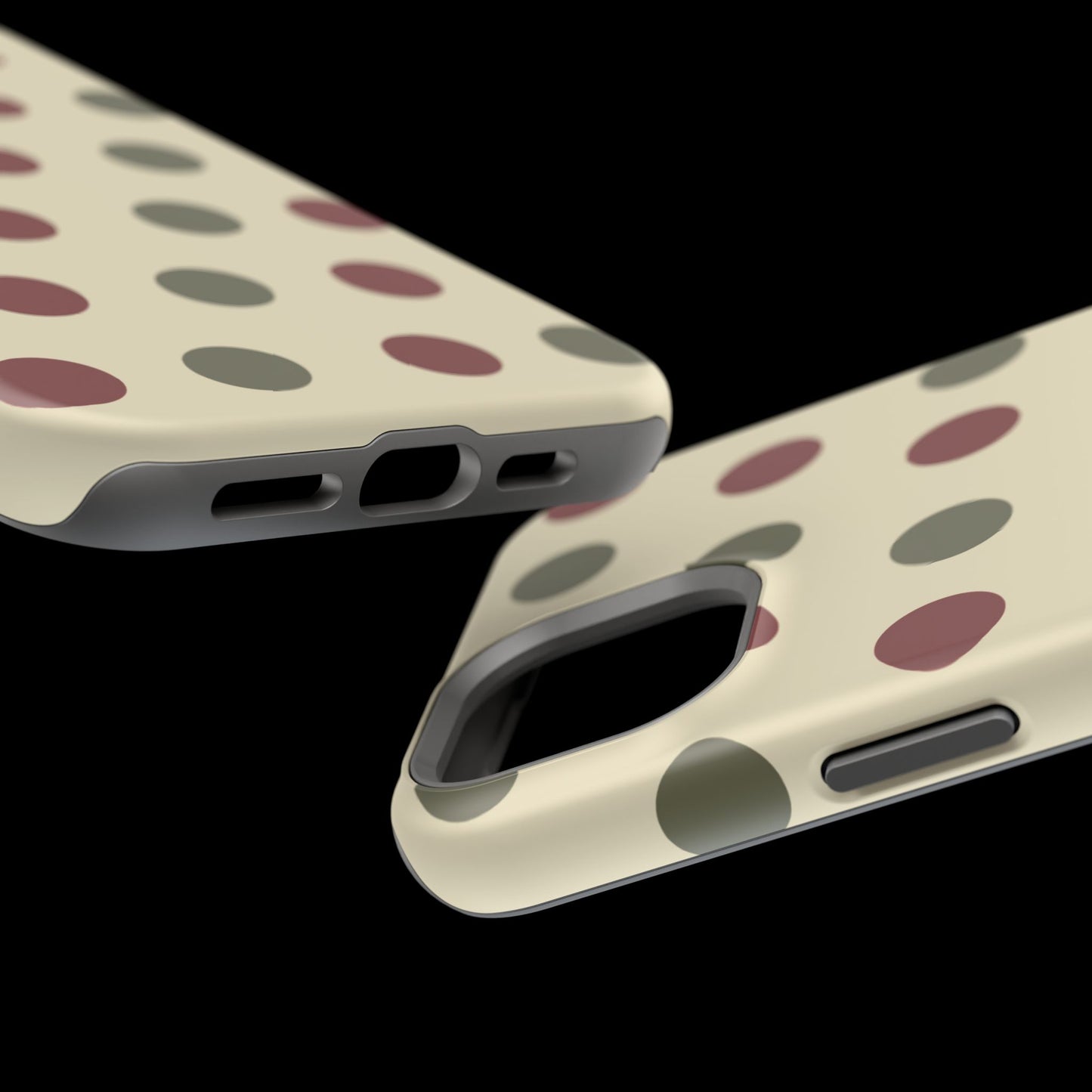 Red & Green Polka Dots on Cream – MagSafe iPhone Case