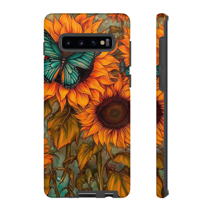 Vintage Blue Butterfly & Sunflower Art – Samsung Galaxy Case