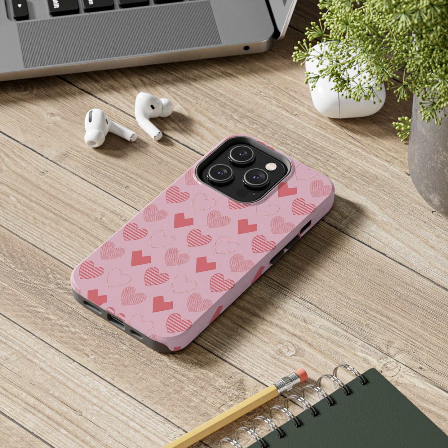 Striped Hearts iPhone Case