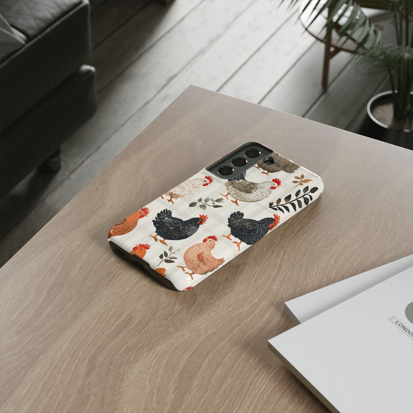Samsung Galaxy Case: Vintage Chicken & Leaves – Farmhouse Style Case