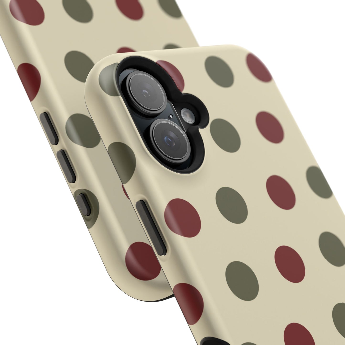 Red & Green Polka Dots on Cream – MagSafe iPhone Case