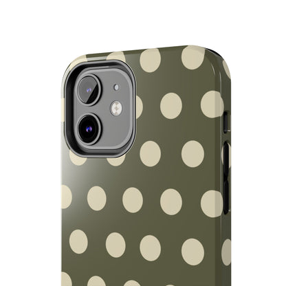 Vintage Green & Cream Polka Dots – iPhone Case