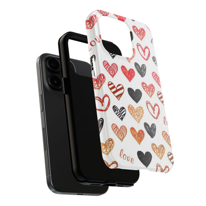 iPhone Case: Hand-Drawn Hearts & Love