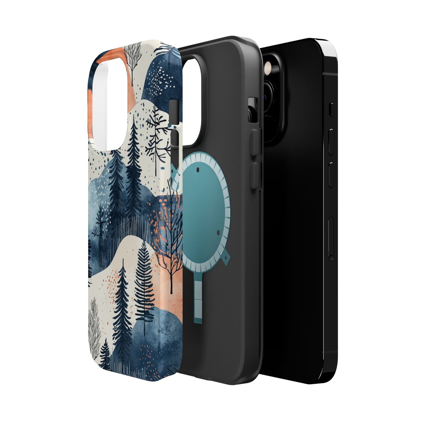 Winter Forest MagSafe iPhone Case | Watercolor Trees & Mountains