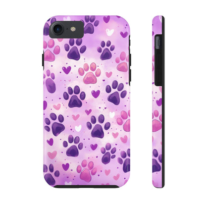 Purple Paw Print iPhone Case - Cute Pet-Themed Protective Cover