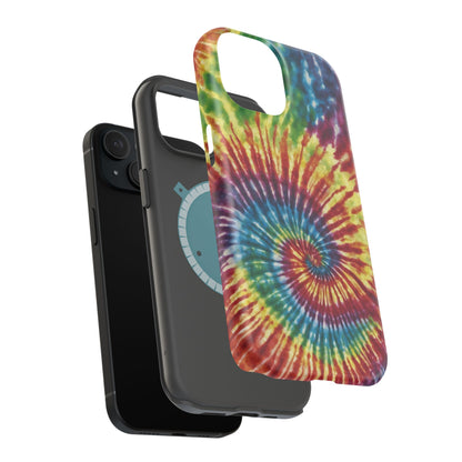 Vibrant Spiral Tie-Dye MagSafe Case – Retro Rainbow Design