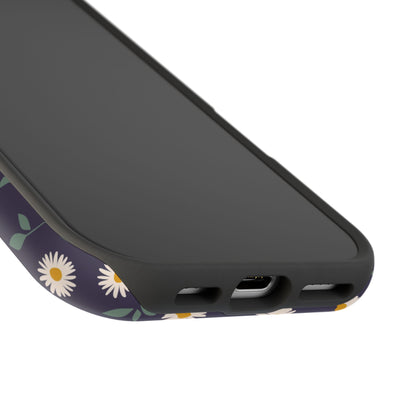 Midnight Daisy MagSafe iPhone Case – Dark Navy Floral Design, Slim and Protective