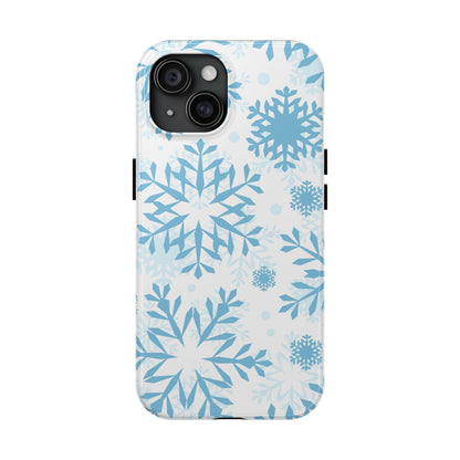 Frosty Blue Snowflakes iPhone Case – Shockproof, Smooth Matte Finish, Dual-Layer Design