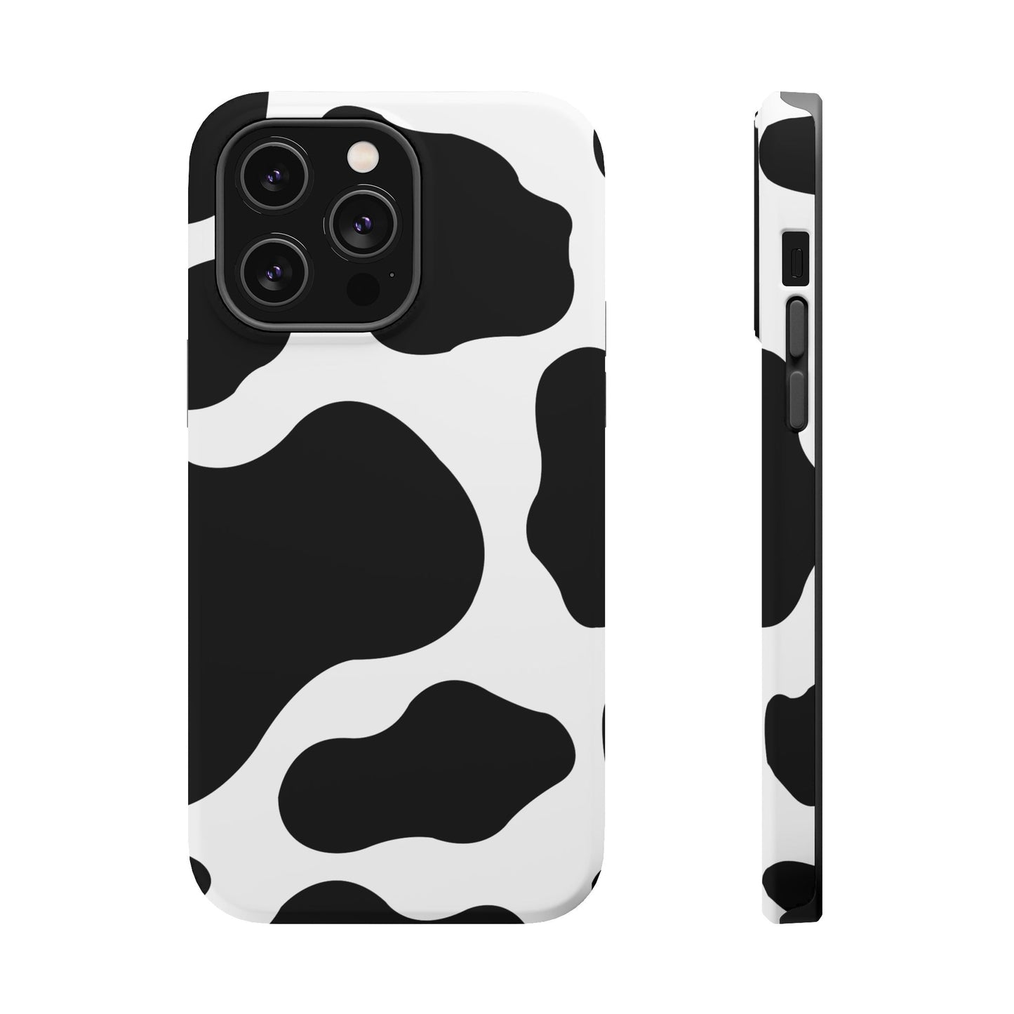 Chic Cow Print Tough Magsafe iPhone Case – Trendy Monochrome Animal Pattern with Dual-Layer Protection