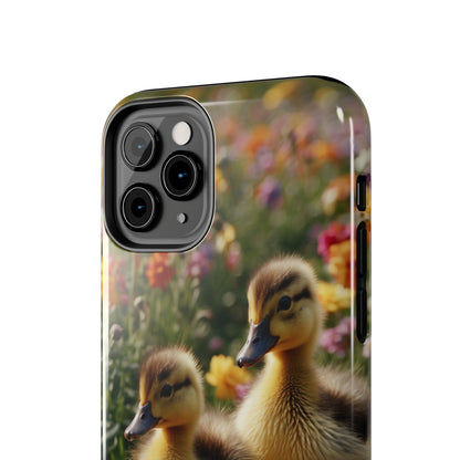 Charming Ducklings in Floral Garden - iPhone Case