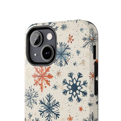 Rustic Orange and Blue Snowflake Pattern – iPhone Series Case