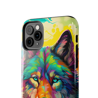 Rainbow Wolf in Bloom – iPhone Case with Vivid Nature Design