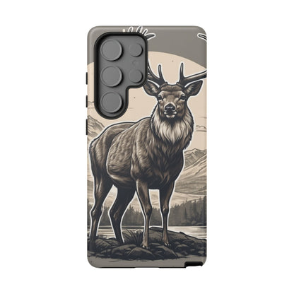 Monochrome Majesty – Regal Stag Samsung Galaxy Phone Case