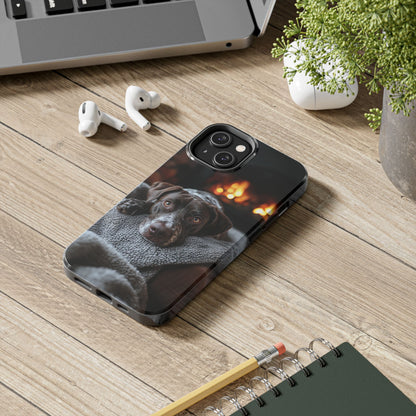 Cozy German Shorthaired Pointer iPhone Case – Rustic Fireplace Protective Cover