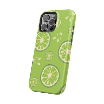 Zesty Lime Splash Tough MagSafe iPhone Case – Fresh Citrus Design, Dual-Layer Protection