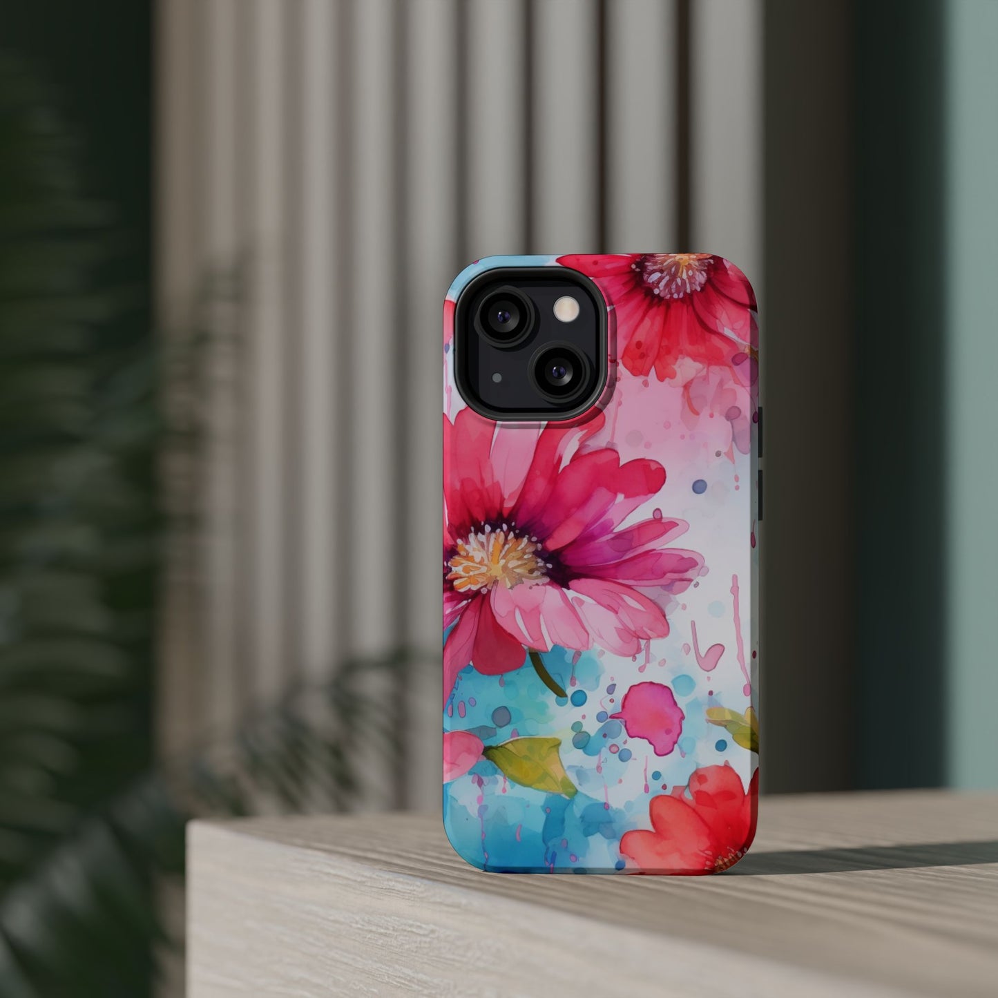 Vibrant Watercolor Red & Pink Floral - MagSafe iPhone Case