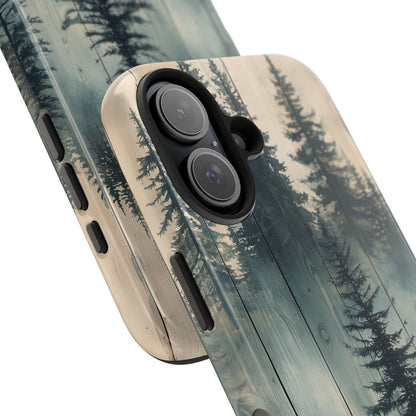 Misty Pine Forest Iphone Case - Nature-Inspired Wood Design Protective Cover