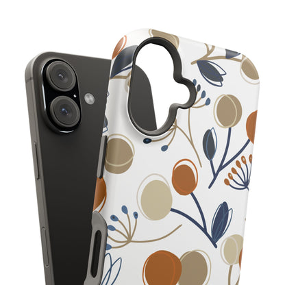 Modern Botanical Berries Tough MagSafe iPhone Case – Earthy Tones & Navy Accents, Shock-Resistant