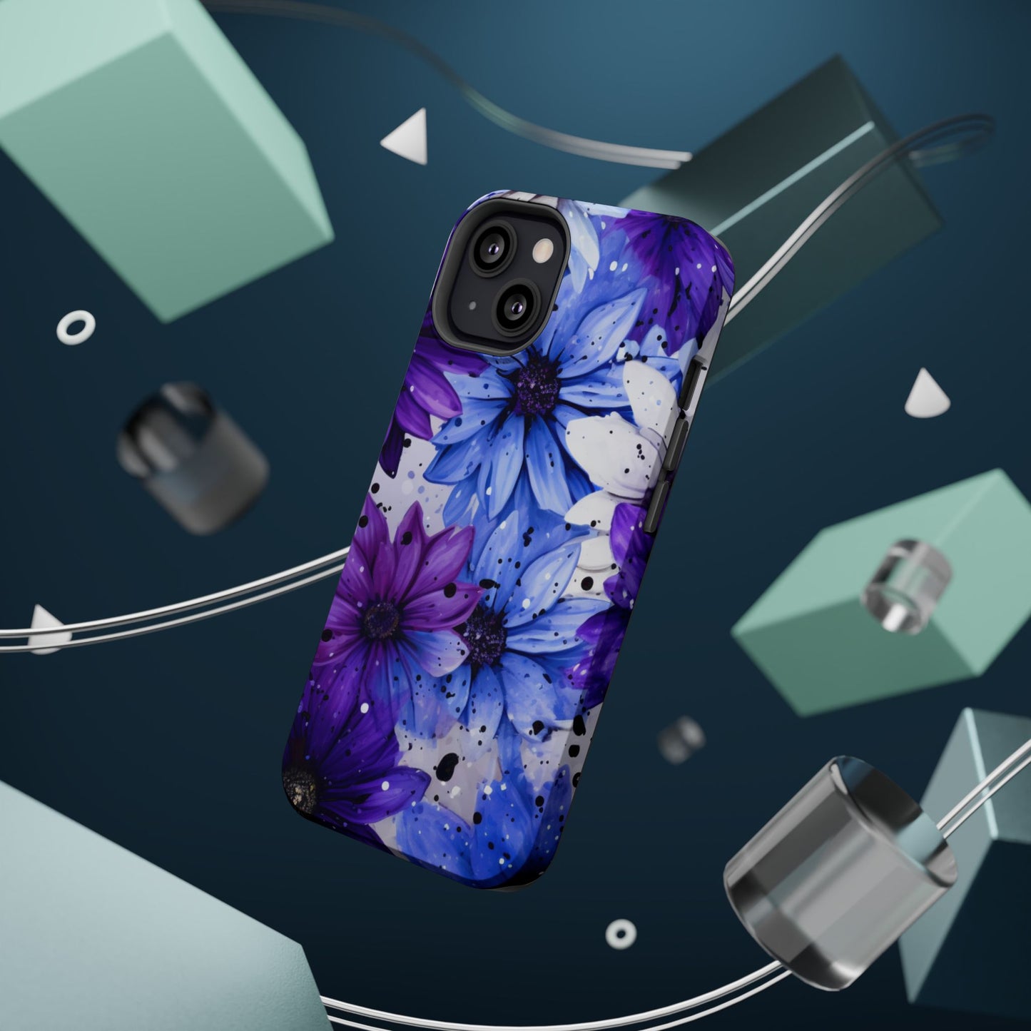 Vibrant Purple & Blue Floral Splash - MagSafe iPhone Series Case