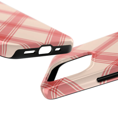 Soft Peachy Red Plaid iPhone Case