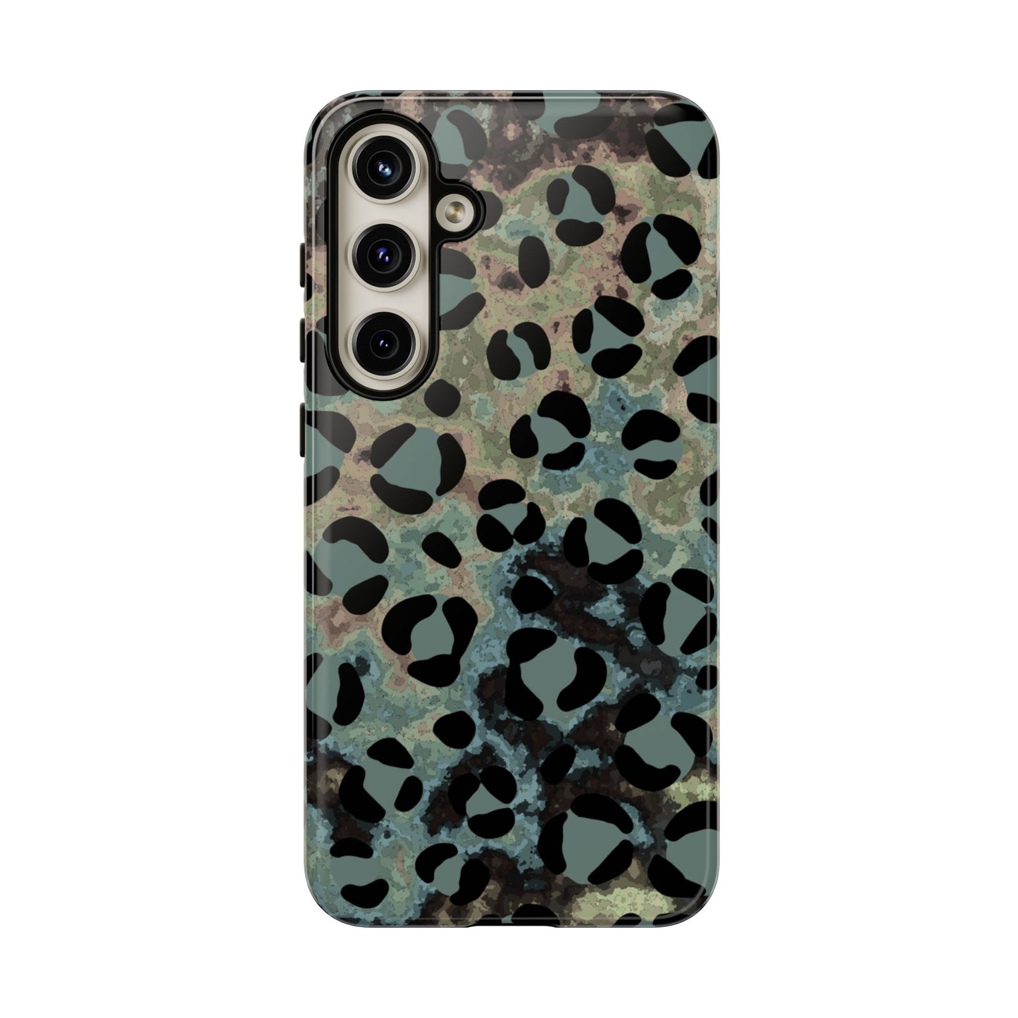 Moody Watercolor Leopard Print Tough Samsung Galaxy Case – Earthy Abstract Pattern with Dual-Layer Protection