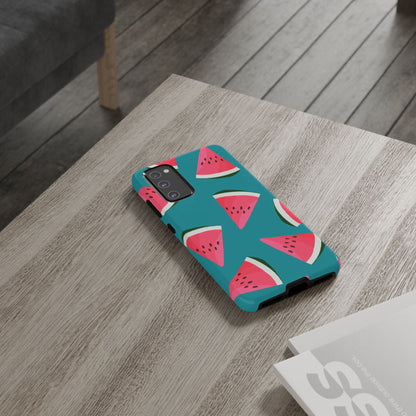 Watermelon Bliss Samsung Galaxy Case – Vibrant Summer Fruit Design on Teal Background