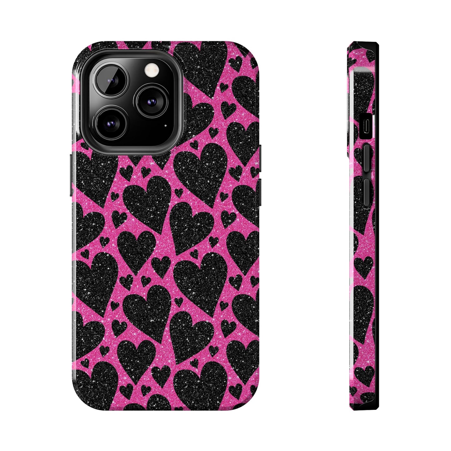 Pink Glitter Hearts iPhone Case