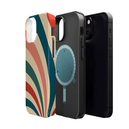 Retro Sunburst Swirl MagSafe iPhone Case – Dual-Layer Protection with Bold 70s Vibes