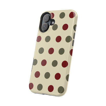 Red & Green Polka Dots on Cream – MagSafe iPhone Case