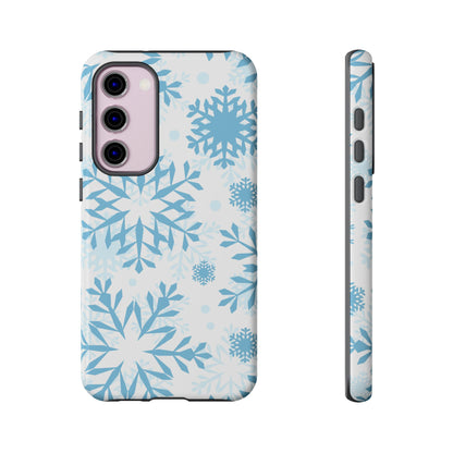 Frosty Blue Snowflakes Samsung Galaxy Case – Shockproof, Smooth Matte Finish, Dual-Layer Design