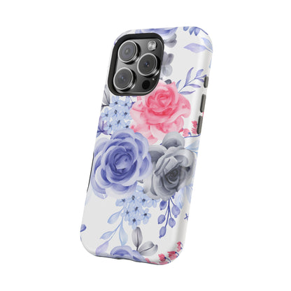 Elegant Blue Floral Watercolor Design – MagSafe iPhone Case