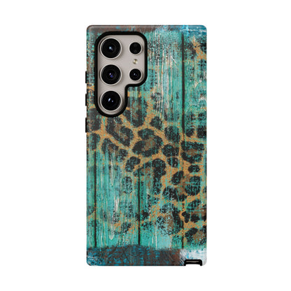 Turquoise Rustic Leopard Wood - Samsung Galaxy Series Case