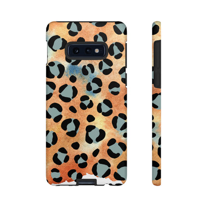 Sunset Watercolor Leopard Print Tough Samsung Galaxy Case – Artistic Animal Pattern with Dual-Layer Protection