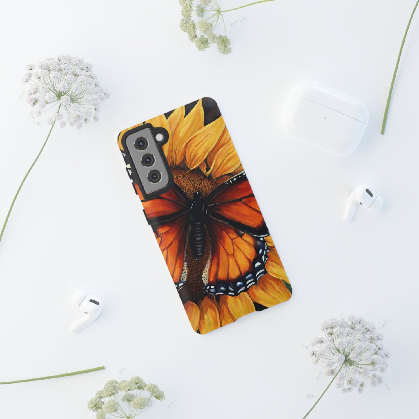 Monarch Butterfly & Sunflower Art – iPhone Case