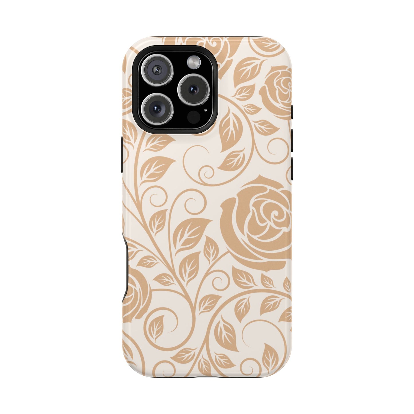 Vintage Rose Vine Tough MagSafe iPhone Case – Elegant Floral Pattern with Dual-Layer Protection