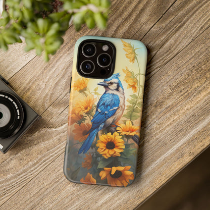 Blue Jay & Sunflowers Phone Case - Perfect Gift for Bird Lovers!