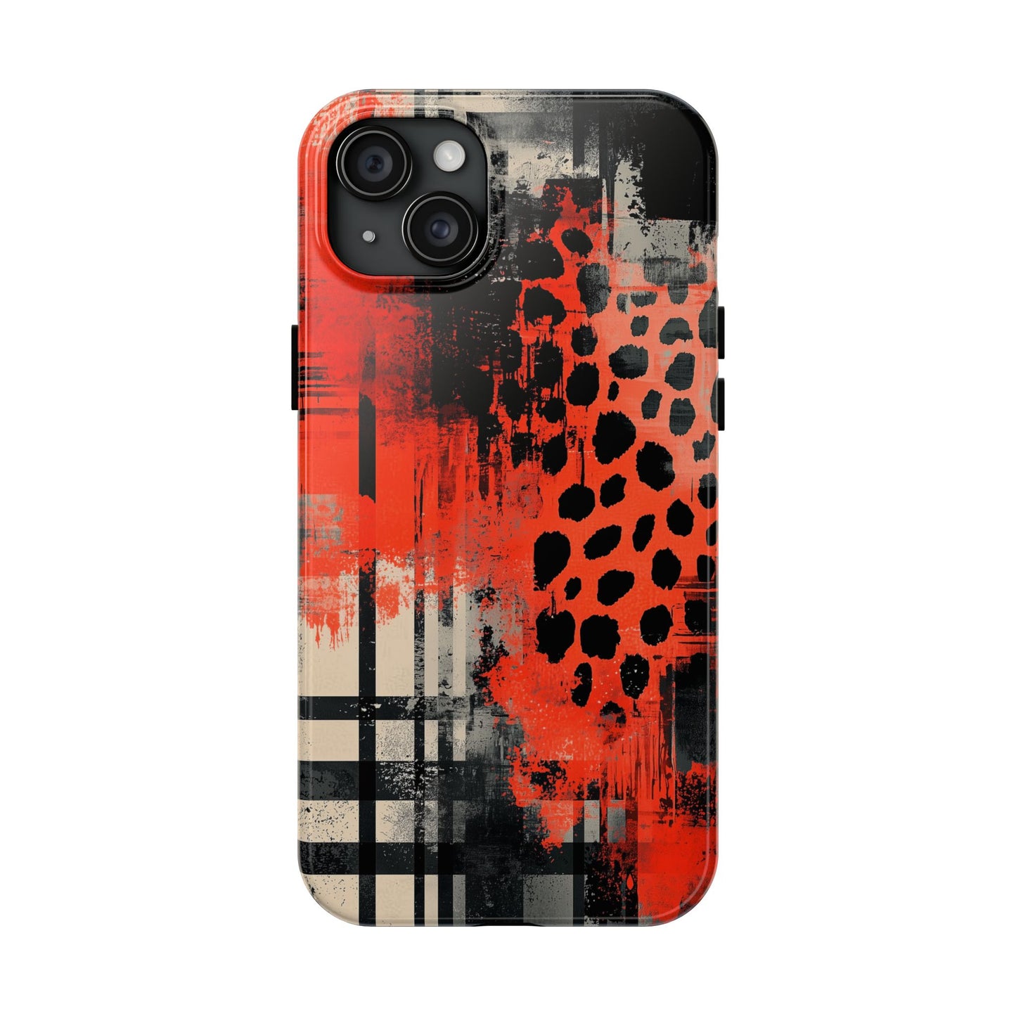 Cheetah Plaid iPhone Case – Red & Black Pattern