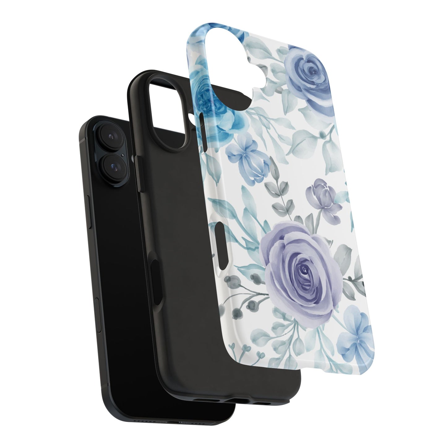 Elegant Blue & Violet Roses iPhone Case – Luxurious Floral Design for Chic Device Protection