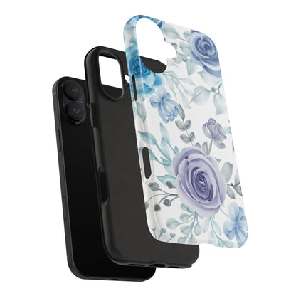 Elegant Blue & Violet Roses iPhone Case – Luxurious Floral Design for Chic Device Protection