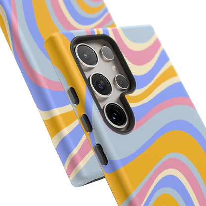 Groovy Pastel Waves Samsung Galaxy Case – 70s-Inspired Design with Dual-Layer Protection