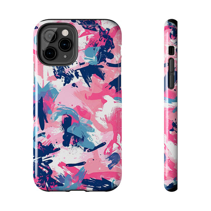 Vibrant Pink & Navy Abstract Splash – iPhone Case