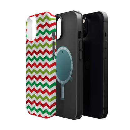 Vibrant Fiesta Chevron – Yellow Green, Green & Red Geometric MagSafe Case