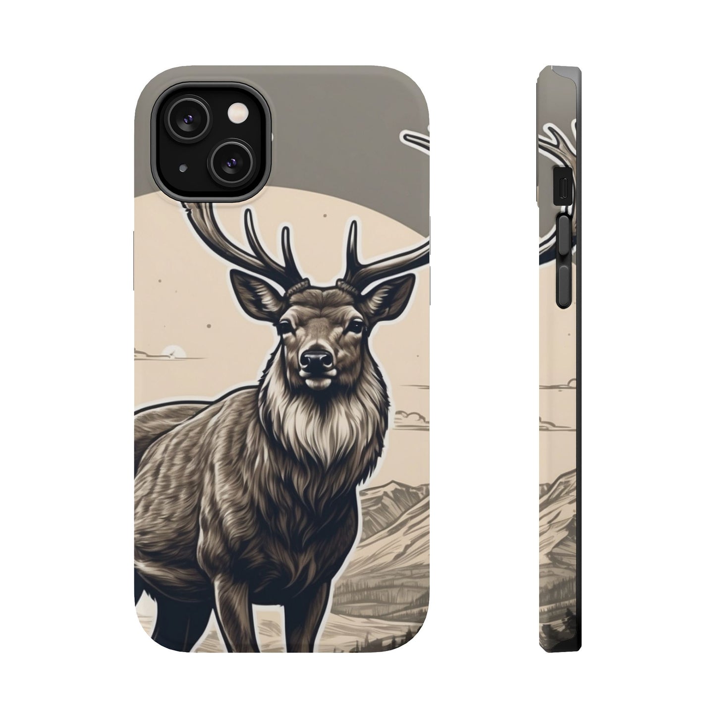 Monochrome Majesty – Regal Stag MagSafe iPhone Cases