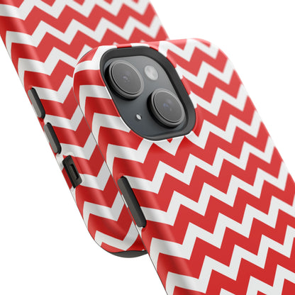 Bold Red & White Chevron – Modern Geometric MagSafe iPhone Case